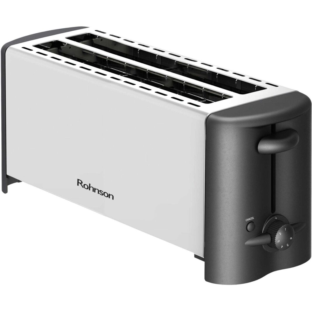 Prajitor de paine Rohnson R2152, 1200 W, 4 felii, Argintiu/Negru