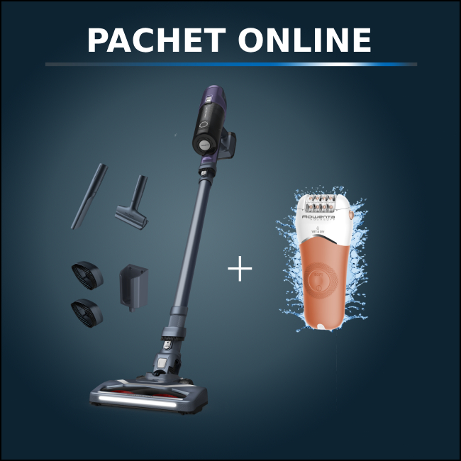 Pachet PROMO Rowenta Aspirator vertical fără fir X-Pert 6.60 Essential RH6838WO si Epilator Aqua Soft EP4920F0  4 accesorii