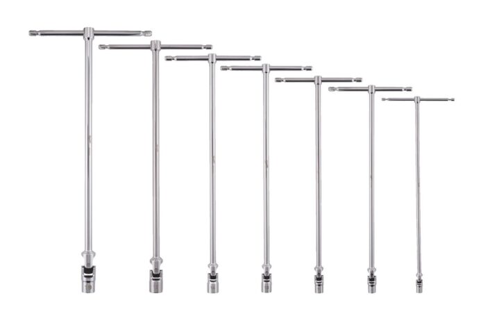 Set 7 chei cu maner T si cap pivotant Milwaukee, 8-19 mm,  tija fixa, 180 grade, 4932492674