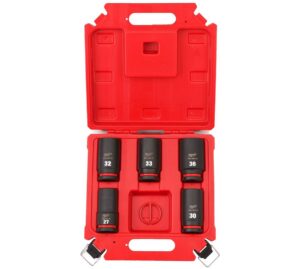 Set chei tubulare lungi Milwaukee, prindere 3/4 inch, 5 piese (27, 30, 32, 33, 36 mm), 4932498750 Set chei tubulare lungi Milwaukee, prindere 3/4 inch, 5 piese (27, 30, 32, 33, 36 mm), 4932498750