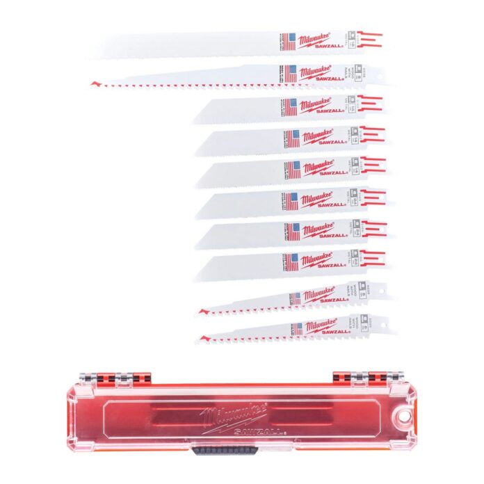 Set panze Milwaukee SAWZALL, 10 buc, pentru fierastrau sabie SUPER SAWZALL M18, lungimi 150 si 230 mm, 49222211
