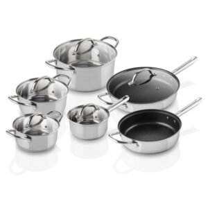Set vase de gatit ETA Acero 0929 90000, 11 piese, otel inoxidabil, inductie, capace din sticla Set vase de gatit ETA Acero 0929 90000, 11 piese, otel inoxidabil, inductie, capace din sticla