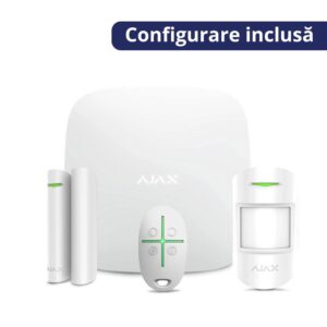 Sistem de alarma wireless Ajax Starter kit WH, 868/915 MHz, 2000 m, pet immunity si serviciu de configurare Sistem de alarma wireless Ajax Starter kit WH, 868/915 MHz, 2000 m, pet immunity si serviciu de configurare