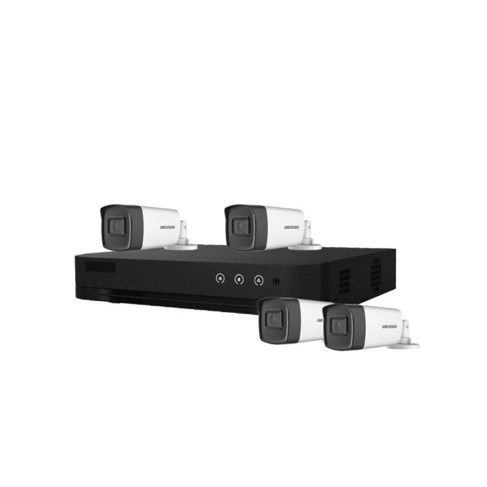 Sistem supraveghere exterior basic HikVision, 4 camere, 5 MP, IR 40 m, 2.8 mm, microfon Sistem supraveghere exterior basic HikVision, 4 camere, 5 MP, IR 40 m, 2.8 mm, microfon