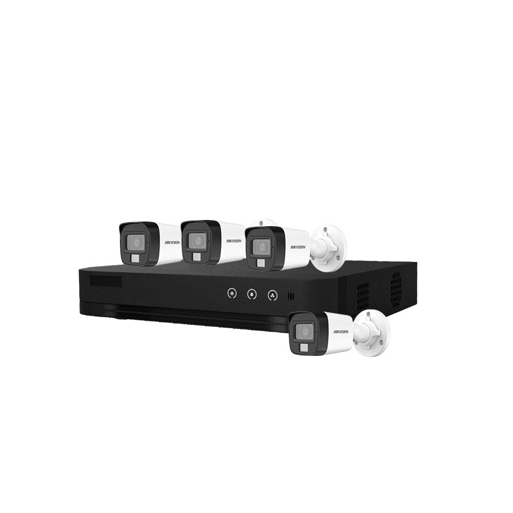 Sistem supraveghere exterior basic HikVision, 4 camere, 5 MP, IR 30 m, lumina alba 20 m, 2.8 mm, microfon Sistem supraveghere exterior basic HikVision, 4 camere, 5 MP, IR 30 m, lumina alba 20 m, 2.8 mm, microfon