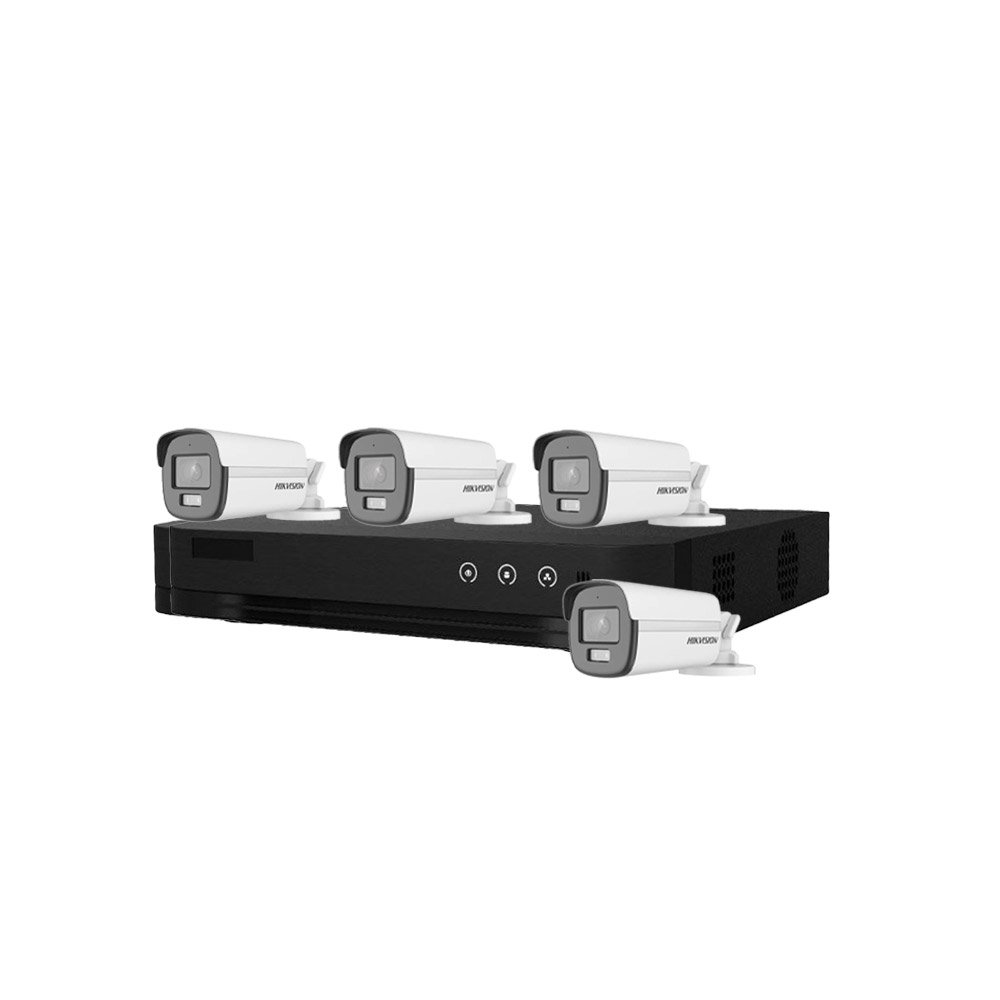 Sistem supraveghere exterior basic HikVision, 4 camere, 5 MP, lumina alba 40 m, 2.8 mm Sistem supraveghere exterior basic HikVision, 4 camere, 5 MP, lumina alba 40 m, 2.8 mm