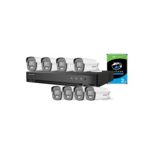 Sistem supraveghere exterior cu HDD 2TB HikVision, 8 camere, 5 MP, lumina alba 40 m, 2.8 mm Sistem supraveghere exterior cu HDD 2TB HikVision, 8 camere, 5 MP, lumina alba 40 m, 2.8 mm
