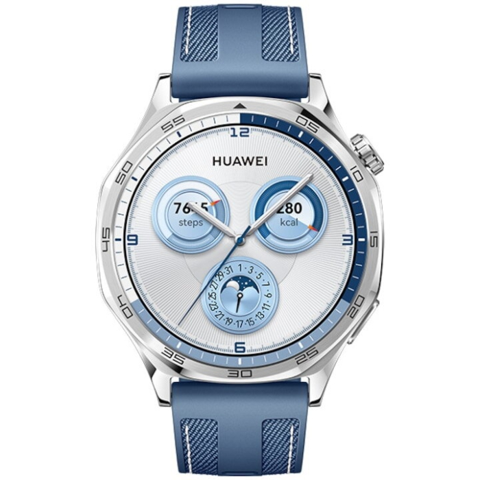 Smartwatch Huawei Watch GT 5, Albastru, Ecran 1.43   AMOLED, Apel Bluetooth, Monitorizare SPO2, Autonomie 14 zile, 5ATM