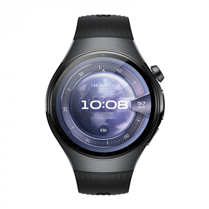 Smartwatch Huawei Watch 5, 46MM Black Stainless Steel, Black Fluoroelastomer Strap