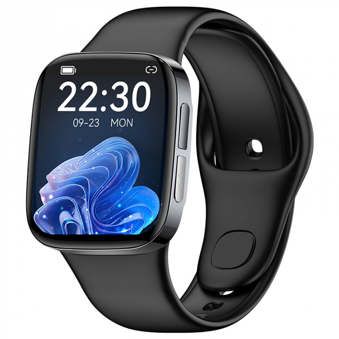 Smartwatch iSEN JL08 Negru, 1.72 inch HD, Apel bluetooth, Asistent vocal, HR, Glicemie, VO2max, ECG, temperatura, NFC, IP67, 270mAh