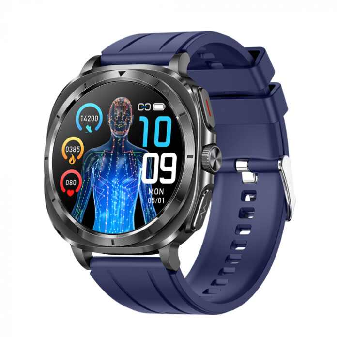 Smartwatch iSEN ET492, Curea silicon negru, 1.43   AMOLED HD, HRV, ECG, Monitorizare sanatate, Functii sport, Bluetooth Call, 380 mAh, Android 5.0 or iOS 10.0 sau mai recent, NFC pentru lacate