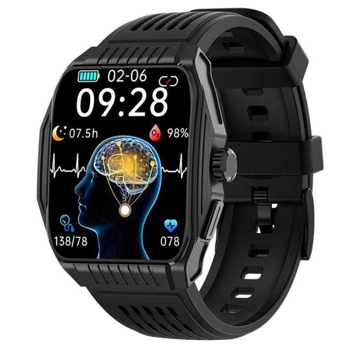 Smartwatch iSEN JT03 Silver, 1.85   HD, Imbunatatire somn, Glicemie, PPG+ECG, HR, Apel Bt, SOS, Asist. vocal, Ingrijire de la distanta