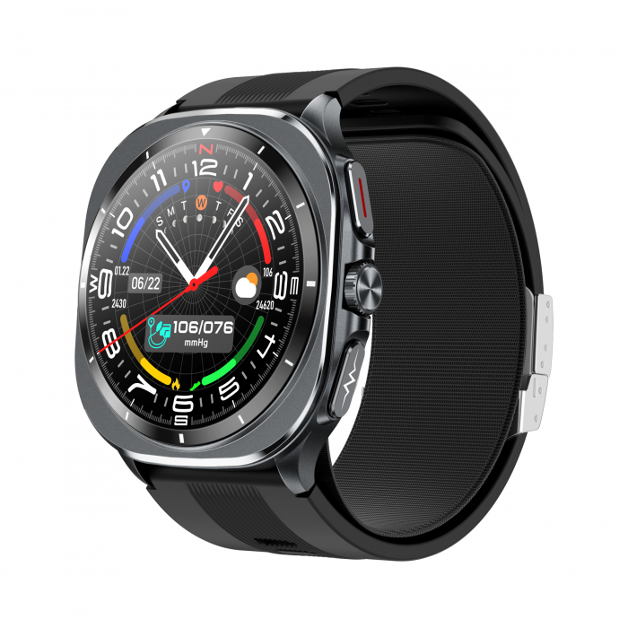 Smartwatch iSEN TK65 Albastru, 1.43  AMOLED, Tensiometru cu manseta gonflabila, Moduri sport, Monitorizare sanatate si somn, Apel BT, Control muzica, Prognoza vremii, NFC, 530mAh