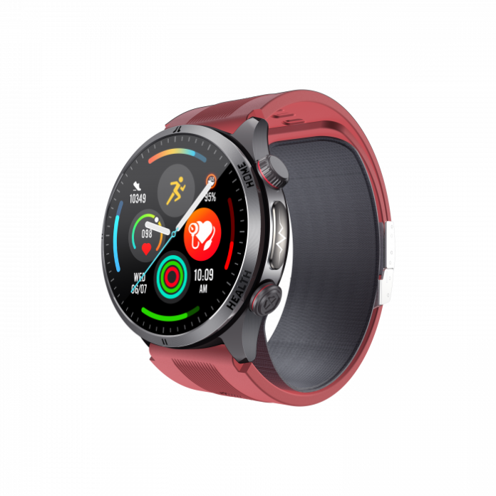 Smartwatch iSEN S26 Rosu, 2.06   AMOLED, Tensiometru cu pompa si airbag, ECG, Monitorizare glicemie, oxigen, temperatura si somn, Moduri sport, Apel BT, Control muzica, Prognoza meteo, NFC, 530mAh.