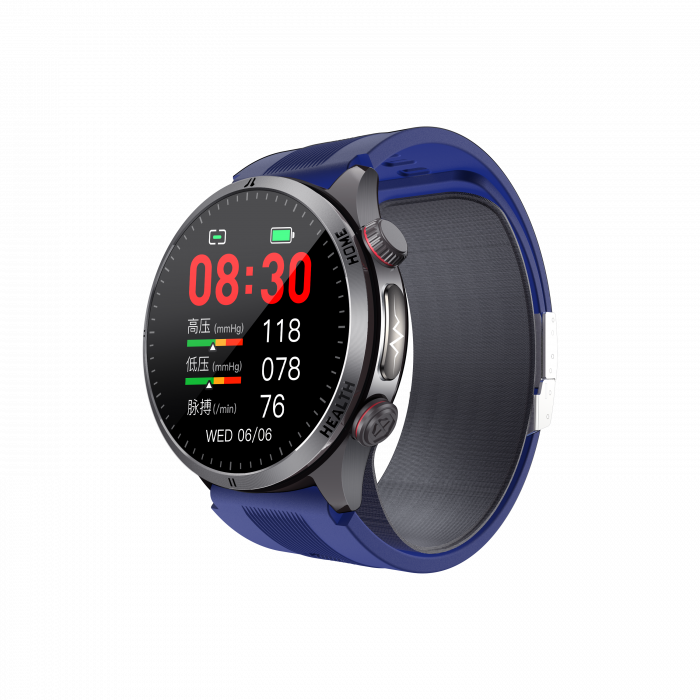Smartwatch iSEN S26 Negru, 2.06   AMOLED, Tensiometru cu pompa si airbag, ECG, Monitorizare glicemie, oxigen, temperatura si somn, Moduri sport, Apel BT, Control muzica, Prognoza meteo, NFC, 530mAh