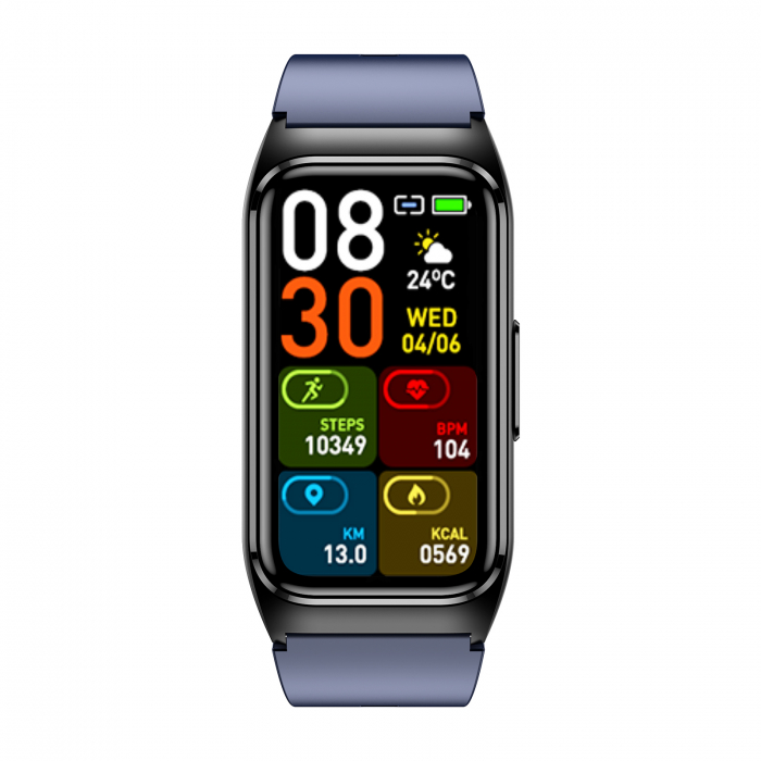 Smartwatch iSEN TK75 Albastru, TPU, 1.47   HD, Ritm Cardiac, Oxigen in Sange, Tensiune, Glicemie, Acid Uric, Lipide, Urmarire Somn, Moduri Sport, Apel Bluetooth, Control Muzica, Vreme, 250mAh