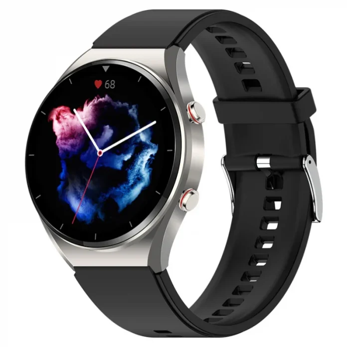 Smartwatch iSEN Watch E09 Pro, Negru cu bratara neagra din TPU, Bluetooth Call, Monitorizare glicemie, tensiune, temperatura, somn, EKG, HR, Oximetru