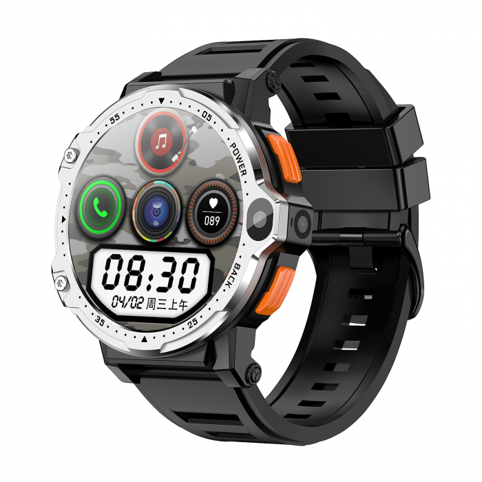 Smartwatch iSEN Watch AP6, Gri, 4G, 1.54   HD, QuadCore, Android 8.1, 4GB RAM + 64GB ROM, Dual Camera, Apel video HD, GPS, 800mAh, nanoSIM