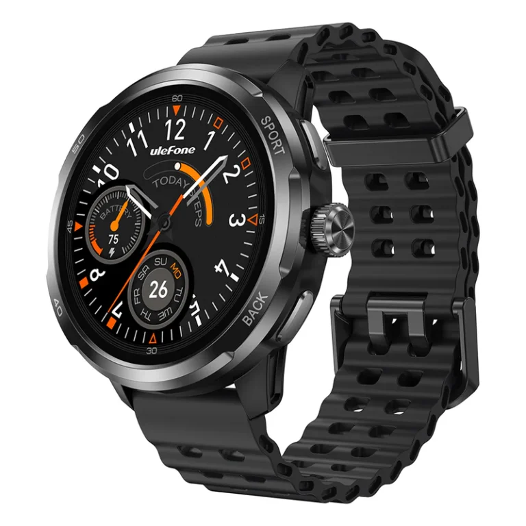 Smartwatch Ulefone Armor Watch Pro Negru, TFT 1.50  , GPS  Ritm cardiac, Oxigen, Calorii, Meteo, Monitorizare menstruatie, somn, Bluetooth 5.3, IP68 IP69K, 5ATM, 410mAh