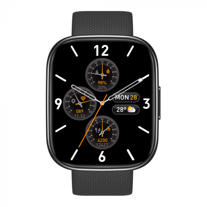 Smartwatch Fitness  Wellness Zeblaze GTS 3 Plus, Negru, Display Amoled 2.15   HD, Apel telefonic Hi-Fi Bluetooth, Asistare vocala offline, Moduri sport 100+, Monitorizare sanatate 24 24, IP68, 300mAh