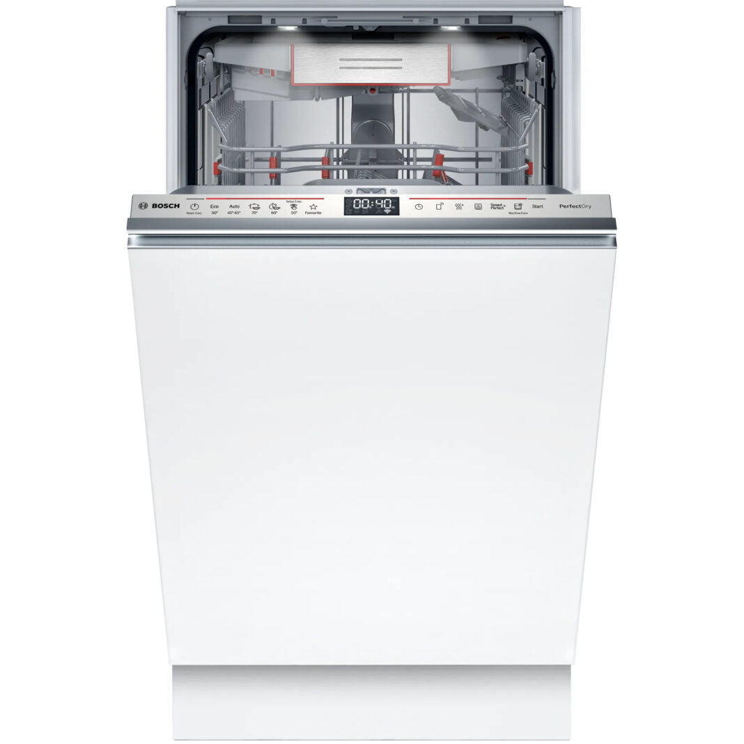Masina de spalat vase incorporabila Bosch SPV6ZMX17E, 10 seturi, 6 programe, Filtru autocuratare,   Perfect Dry, Home Connect, TimeLight, EmotionLight, Clasa C, Alb