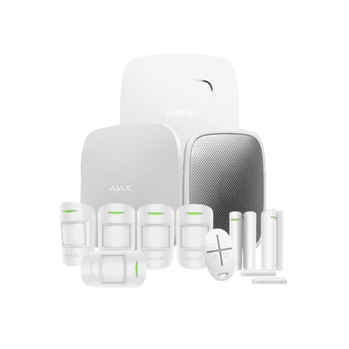 Sistem de alarma wireless Ajax Smart StarterKit 4G, Ethernet + 2x slot SIM, 868 MHz, 2000 m, tamper, back-up, alb