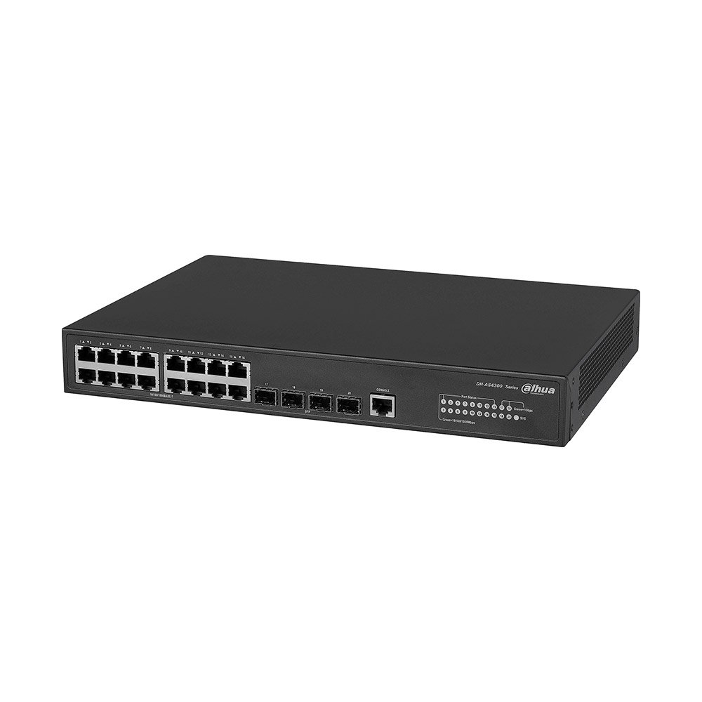 Switch cu 16 porturi Dahua AS4300-16GT4GF, MAC 8K, 40 Gbps, cu management Switch cu 16 porturi Dahua AS4300-16GT4GF, MAC 8K, 40 Gbps, cu management