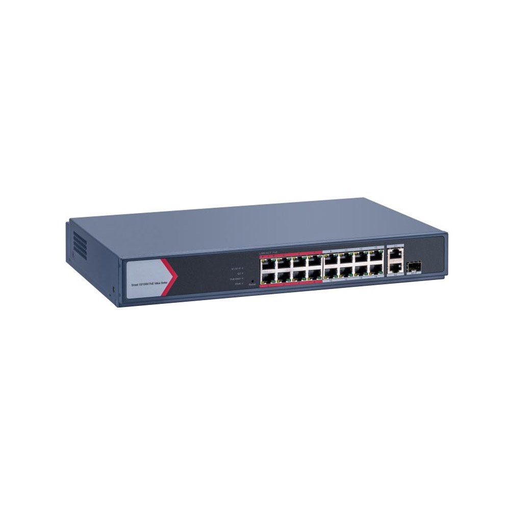 Switch cu 16 porturi Hikvision DS-3E1318P-EI/M, 7.2 Gbps, 5.36 Mpps, 16 000 MAC, PoE, cu management Switch cu 16 porturi Hikvision DS-3E1318P-EI/M, 7.2 Gbps, 5.36 Mpps, 16 000 MAC, PoE, cu management