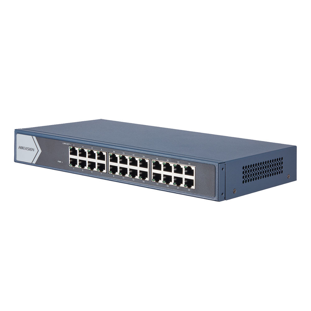 Switch cu 24 porturi Gigabit Hikvision DS-3E0524-E(B), 48 Gbps, 35.721 Mpps, 8.000 MAC, fara management Switch cu 24 porturi Gigabit Hikvision DS-3E0524-E(B), 48 Gbps, 35.721 Mpps, 8.000 MAC, fara management