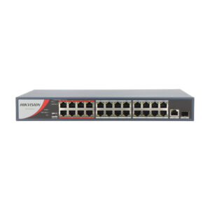Switch cu 24 porturi Hikvision DS-3E0326P-E/M(B), 1 port SFP, 8.8 Gbps, 6.547 Mpps, 4.000 MAC, PoE, fara management Switch cu 24 porturi Hikvision DS-3E0326P-E/M(B), 1 port SFP, 8.8 Gbps, 6.547 Mpps, 4.000 MAC, PoE, fara management