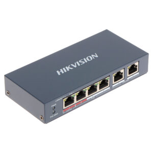 Switch cu 4 porturi PoE Hikvision DS-3E0106HP-E, 2000 MAC, 0.893 Mbps, fara management Switch cu 4 porturi PoE Hikvision DS-3E0106HP-E, 2000 MAC, 0.893 Mbps, fara management
