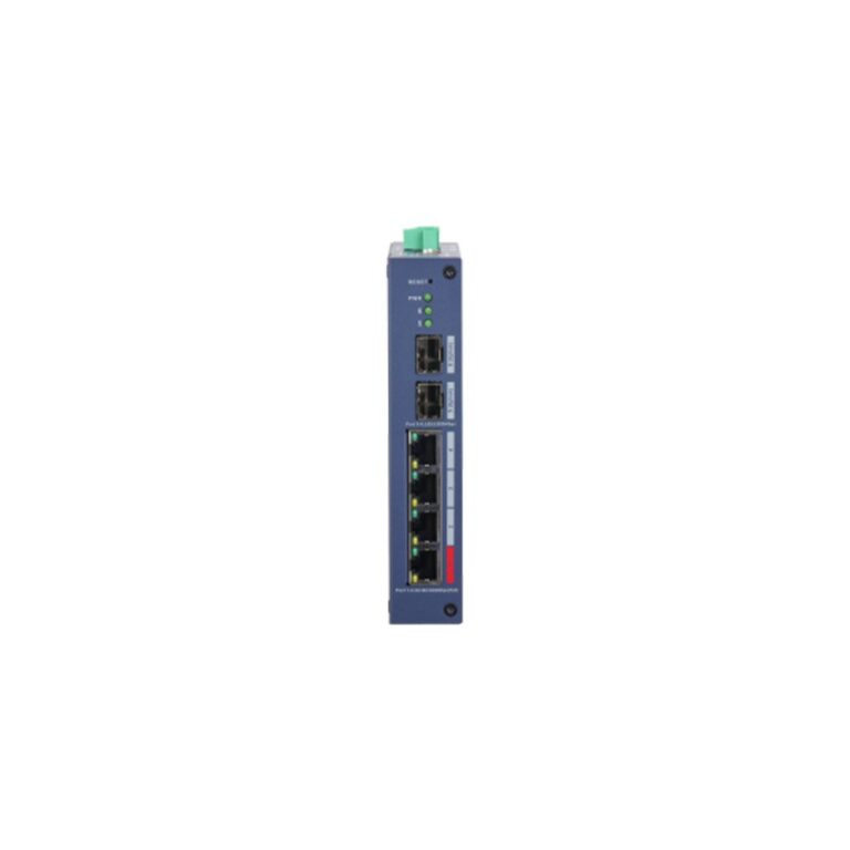 Switch Gigabit PoE cu 6 porturi Dahua CHS4206-4GT-90,  buget 90W, 12 Gbps, 8928 Mpps, 2 SFP uplink, Layer 2, cu management
