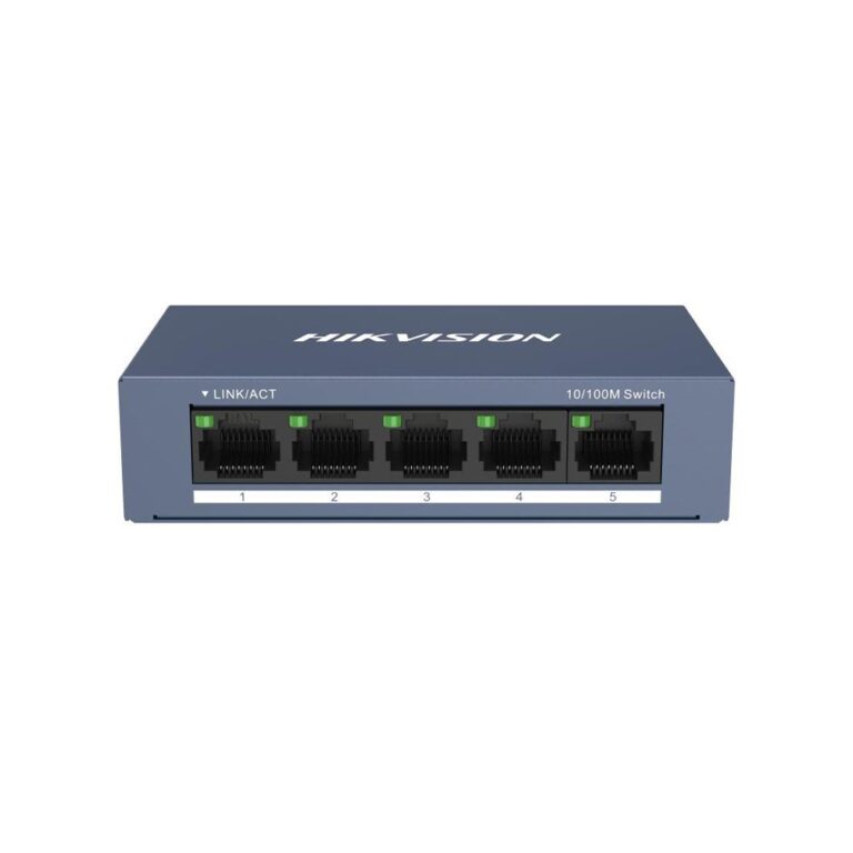 Switch Hikvision DS-3E0105-O, 5 porturi, 1 Gbps, plug and play, carcasa metalica