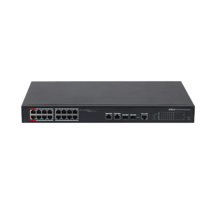 Switch PoE 16 porturi Dahua PFS4218-16ET-190-V3, 4K MAC, 100 Mbps, Cu management Switch PoE 16 porturi Dahua PFS4218-16ET-190-V3, 4K MAC, 100 Mbps, Cu management