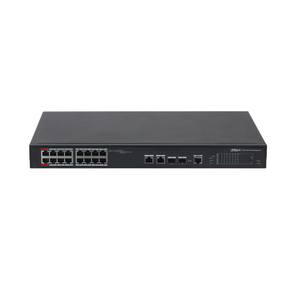 Switch PoE 16 porturi Dahua PFS4218-16ET-190-V3, 4K MAC, 100 Mbps, Cu management Switch PoE 16 porturi Dahua PFS4218-16ET-190-V3, 4K MAC, 100 Mbps, Cu management