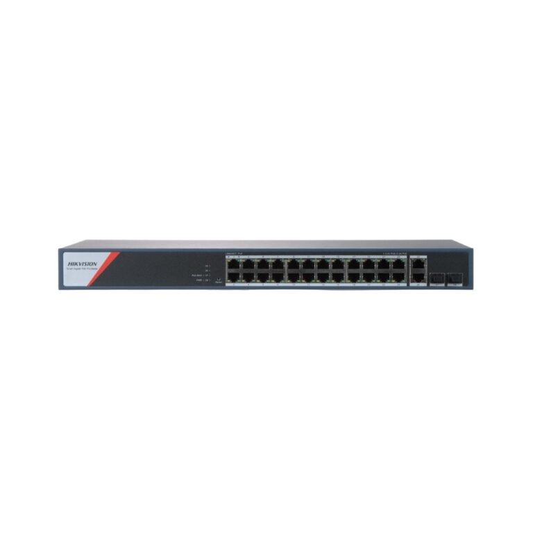 Switch PoE Hikvision DS-3E1528HP-SI-24P2T2F, 24 porturi Gigabit PoE, 2 RJ45, 2 SFP, Hi-PoE 90W, buget PoE 370W, cu management