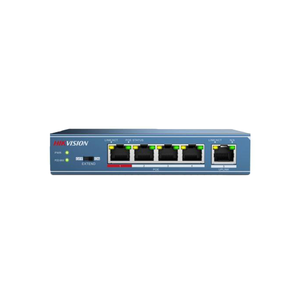 Switch 4 porturi HikVision DS-3E0105P-E(B), 1Gbps, 60W, PoE, fara management Switch 4 porturi HikVision DS-3E0105P-E(B), 1Gbps, 60W, PoE, fara management