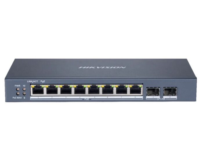 Switch 8 porturi Hikvision DS-3E1510P-SI, PoE 110W, 2 porturi SFP gigabit, cu management