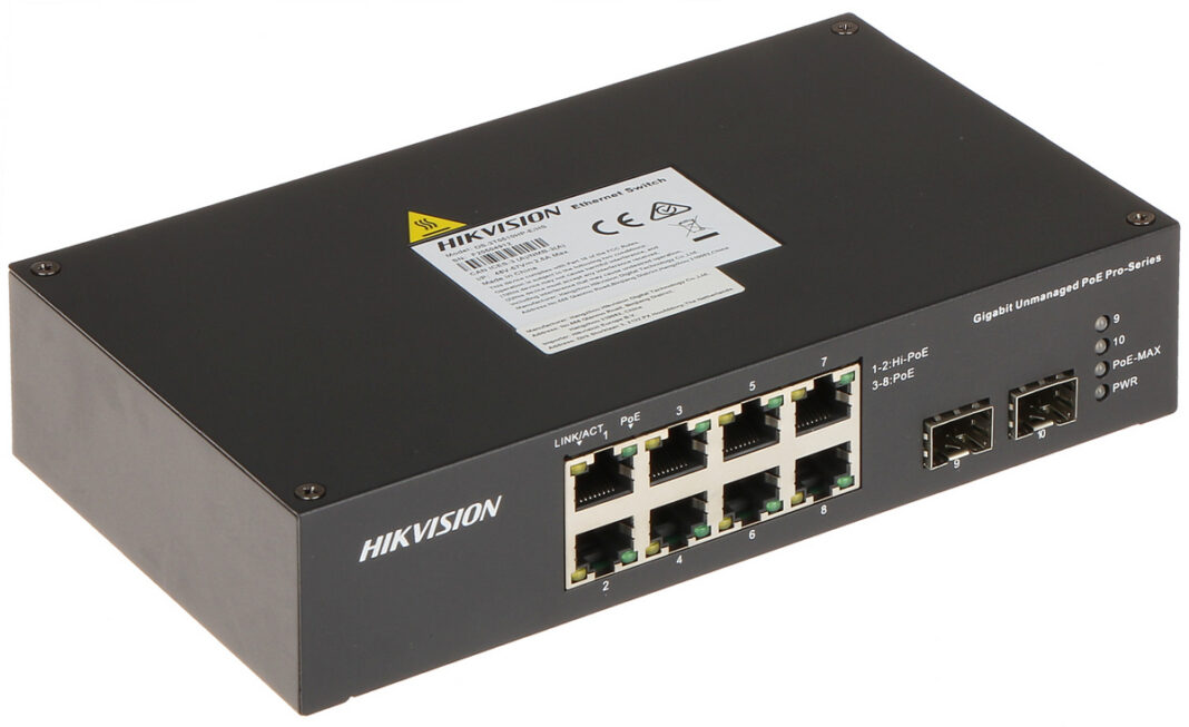 Switch PoE cu 8 + 2 Porturi, 110W, Hikvision, Hi-PoE max 90W/Port, Gigabit, SFP DS-3T0510HP-E/HS Switch PoE cu 8 + 2 Porturi, 110W, Hikvision, Hi-PoE max 90W/Port, Gigabit, SFP DS-3T0510HP-E/HS