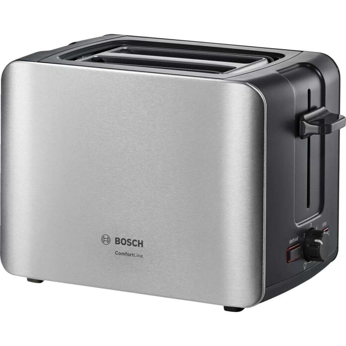 Prajitor de paine Bosch ComfortLine TAT6A913, 1090 W, 2 felii, Argintiu/Negru