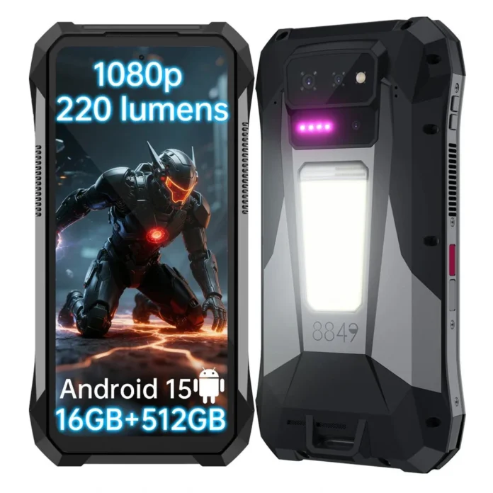 Telefon mobil UNIHERTZ 8849 Tank X, 5G, Proiector video DLP, Vedere nocturna, 6.78,  ³ FHD+ 120Hz, 50MP, 32GB RAM (16GB+16GB extensibili), 512GB ROM, Android 14, Dimensity 8200, 17600mAh, 120W, Dual SIM