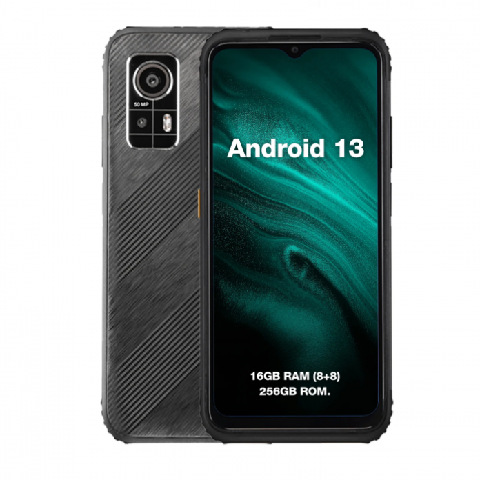 Telefon mobil AGM H6, Rugged, Ultra subtire, 4G, 6.56  , 50MP AI Dual Camera, 16GB RAM (8GB + 8GB extensibili), 256GB ROM, Android 13, NFC, 4900mAh, Dual SIM