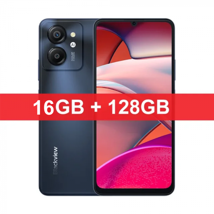 Telefon mobil Blackview Color 8 Purple, 4G, 6.75   HD+ 90Hz, 16GB RAM (8GB + 8GB extensibili), 128GB ROM, 50MP, Android 13, Unisoc T616, 6000mAh, Dual SIM