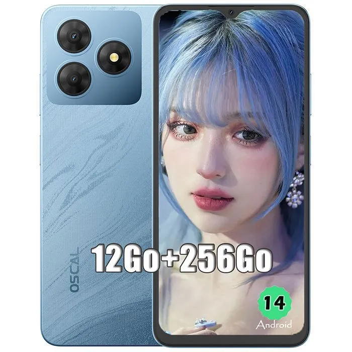 Telefon Mobil Oscal FLAT 2, Mov, 4G, 6.56   HD+, 12GB RAM (4GB+8GB extensibili), 256GB ROM, 13MP, Android 14, Unisoc T606, 5000mAh, Dual SIM Hybrid