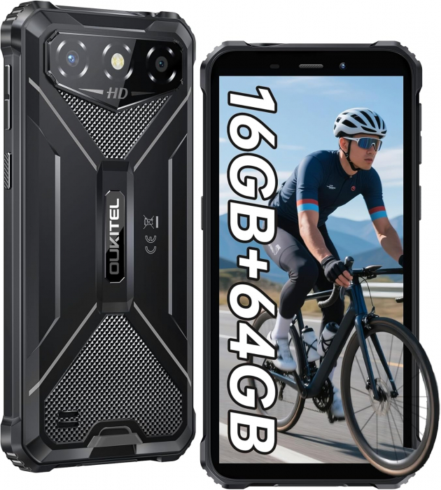 Telefon Mobil Oukitel G3, Verde, 4G, Ecran Waterdrop HD+ de 6  , 16GB RAM(4GB + 12GB Extensibili), 64GB ROM, 13MP, Android 14, MT6762, Face ID, Buton Personalizabil, 6300mAh, 10W, Dual SIM