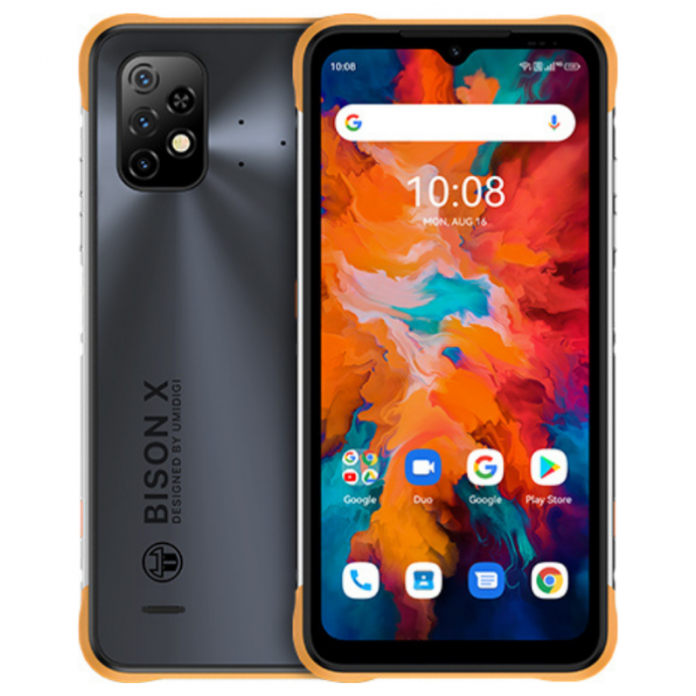 Telefon mobil UMIDIGI BISON X10 Gri, 4G, 6.53   HD+, 4GB RAM LPDDR4X, 64GB ROM, Android 11, Helio P60 OctaCore, NFC, 6150mAh, Dual SIM