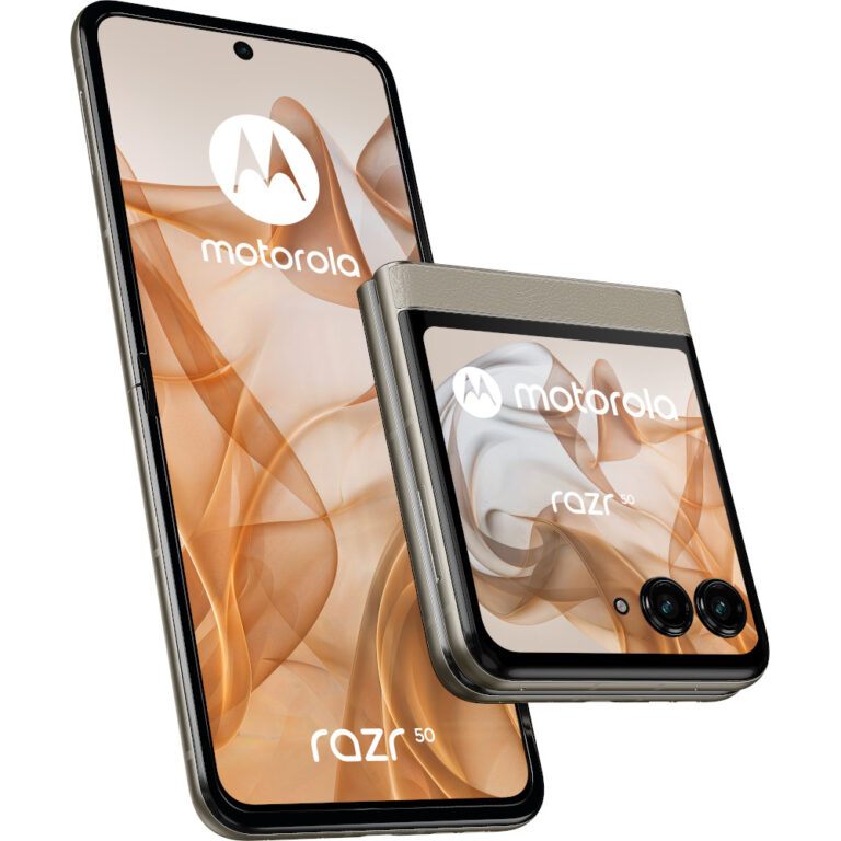 Telefon mobil Motorola razr 50 5G, 256GB, 8GB RAM, Dual SIM, Beach Sand