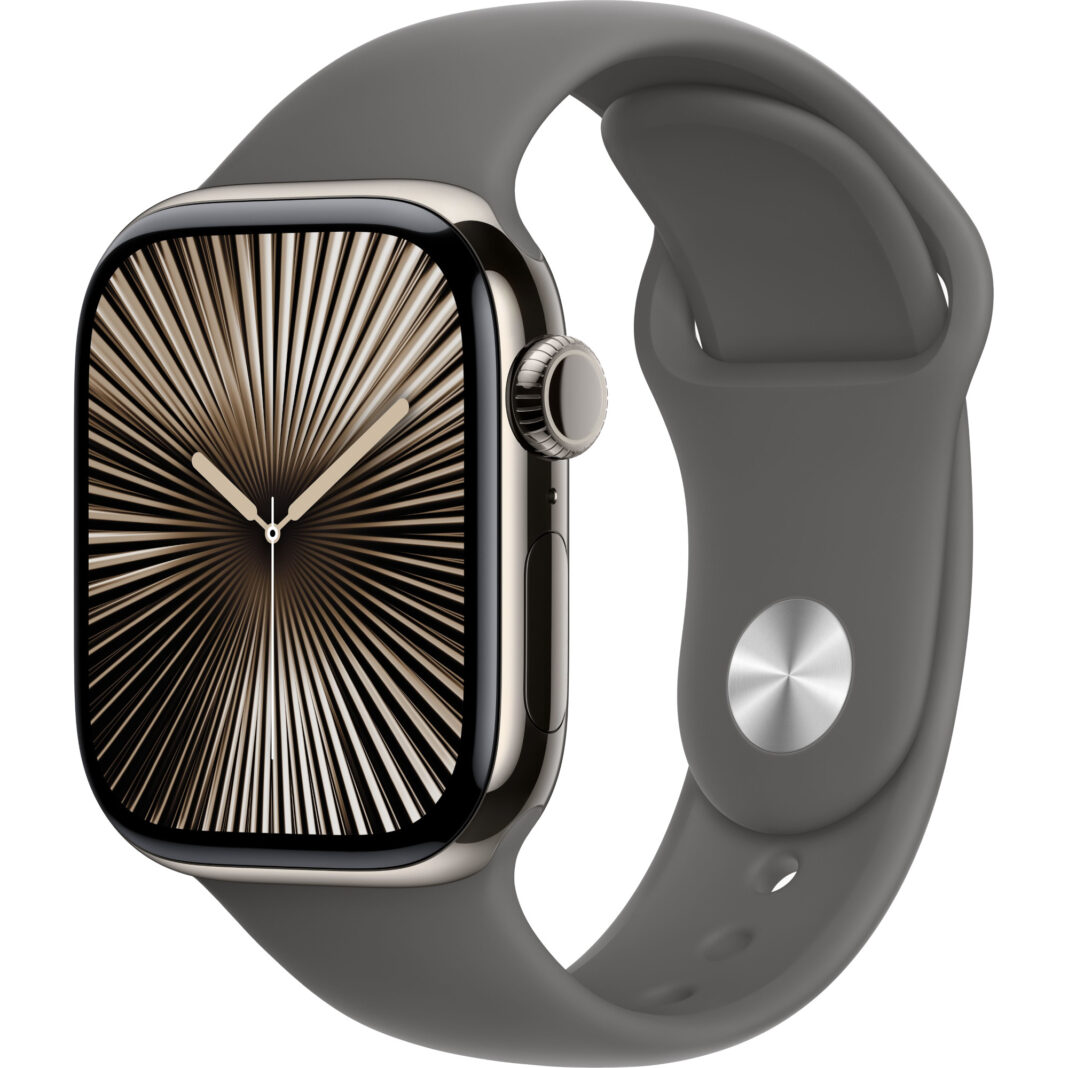 Apple Watch Series 10, GPS + Cellular, 42mm, Natural Titanium Case, Sport Band, Stone Gray, M/L Apple Watch Series 10, GPS + Cellular, 42mm, Natural Titanium Case, Sport Band, Stone Gray, M/L