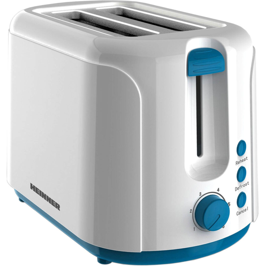 Prajitor de paine Heinner TP-750BL, 750 W, 2 felii, Alb/Albastru Prajitor de paine Heinner TP-750BL, 750 W, 2 felii, Alb/Albastru