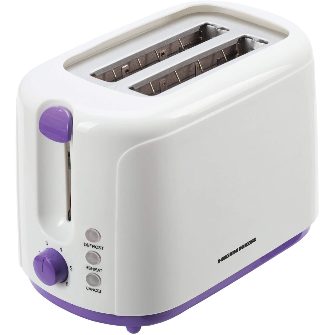 Prajitor de paine Heinner TP-750UV, 750 W, 2 felii, Alb/Mov Prajitor de paine Heinner TP-750UV, 750 W, 2 felii, Alb/Mov